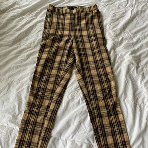 High waist plaid pants